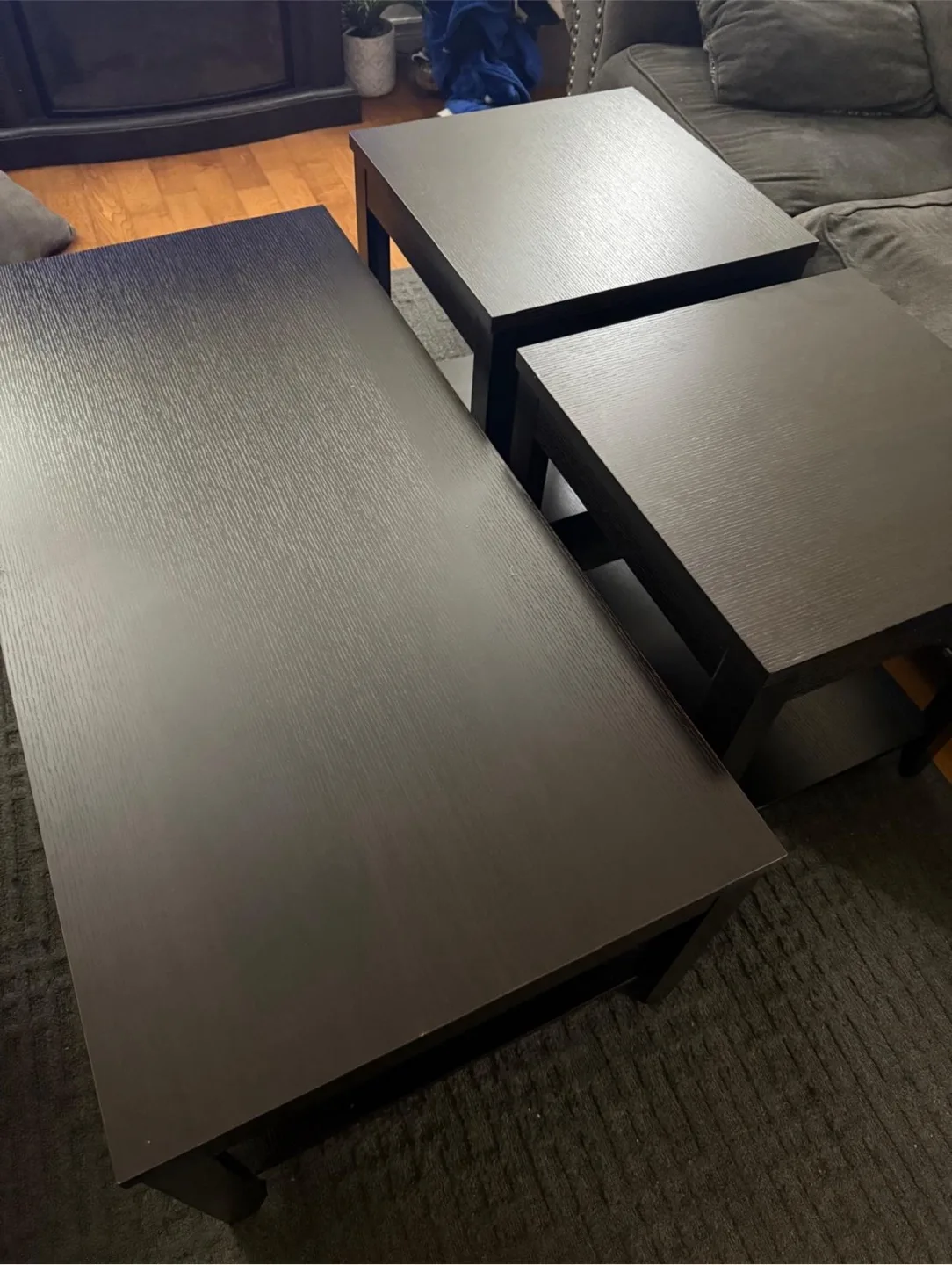 Set of 3 Nesting Tables - Dark Brown Wood thumbnail