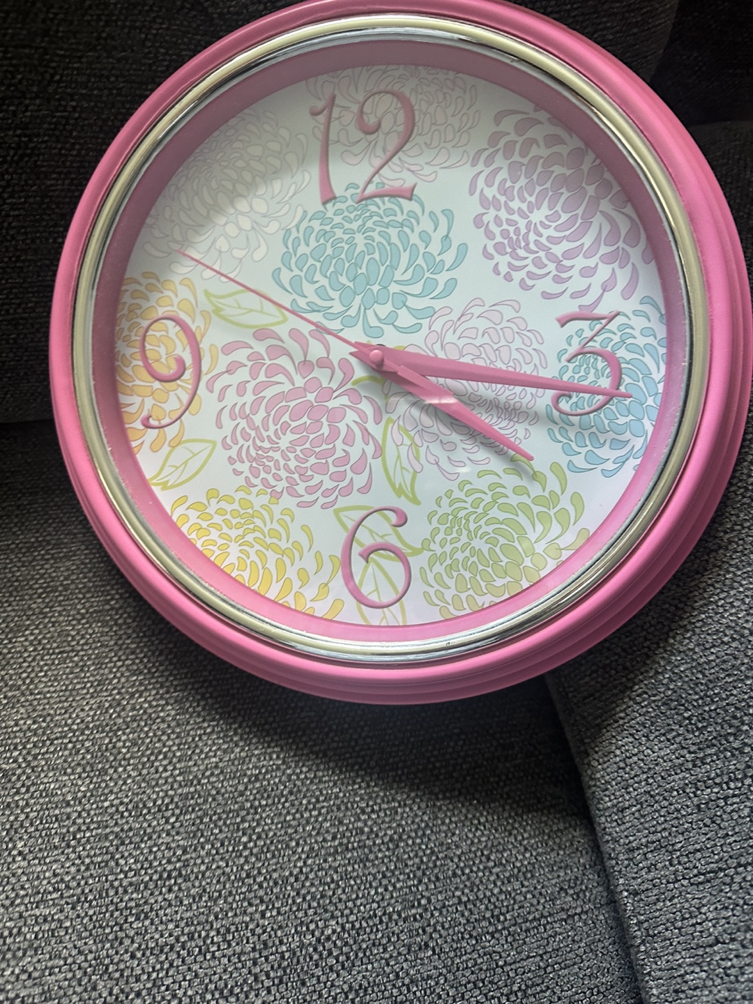 Pink Floral Wall Clock