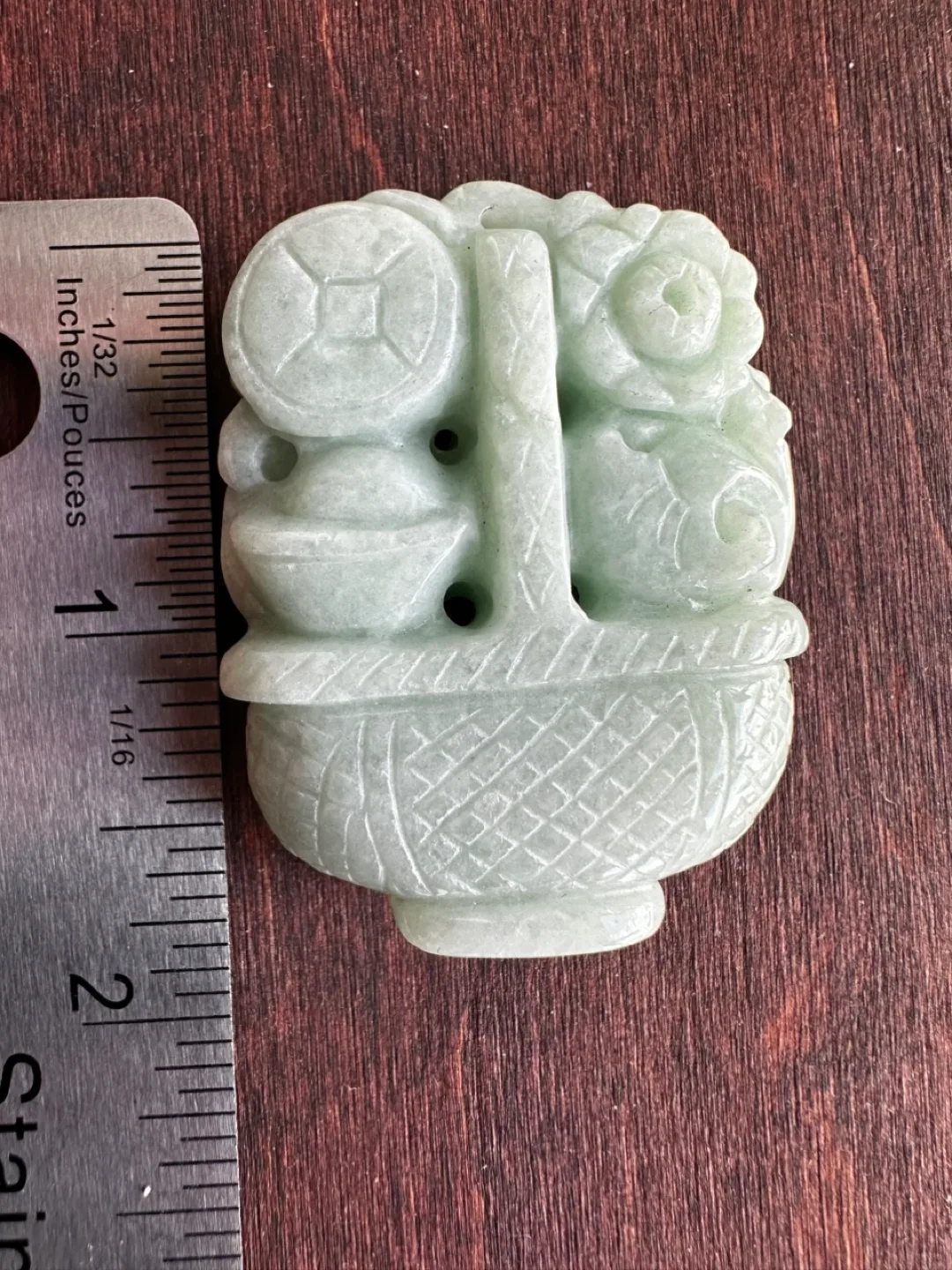 Vintage Old Big Green Jade Fruits Basket Pendant image indicator(3)