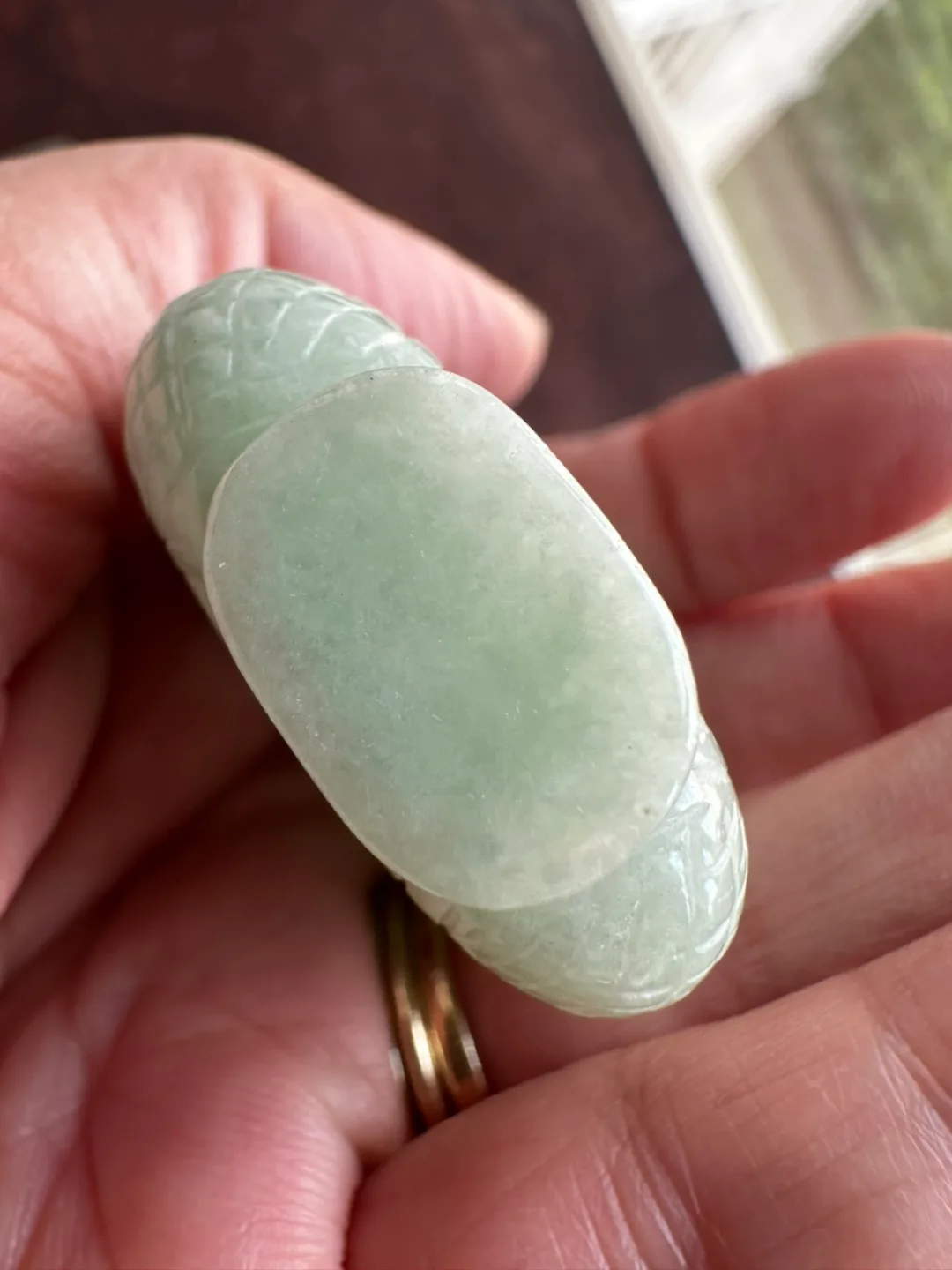 Vintage Old Big Green Jade Fruits Basket Pendant image indicator(2)