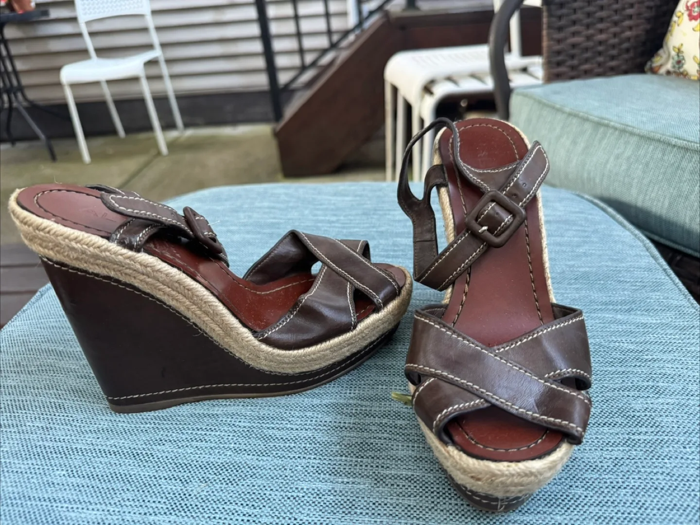 Aldo Brown Wedge Sandals, Size 5 thumbnail