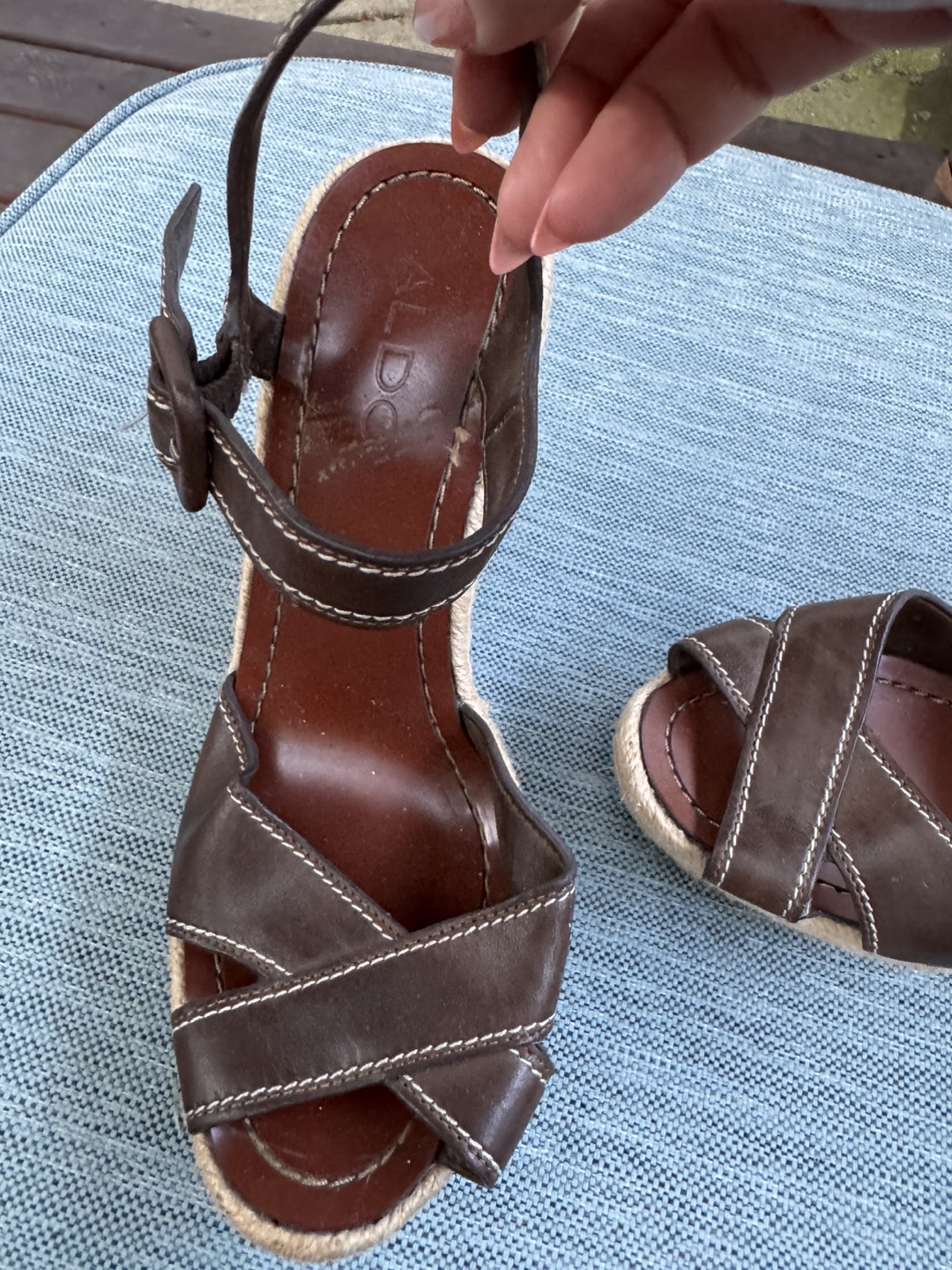 Aldo Brown Wedge Sandals, Size 5 - photo 3