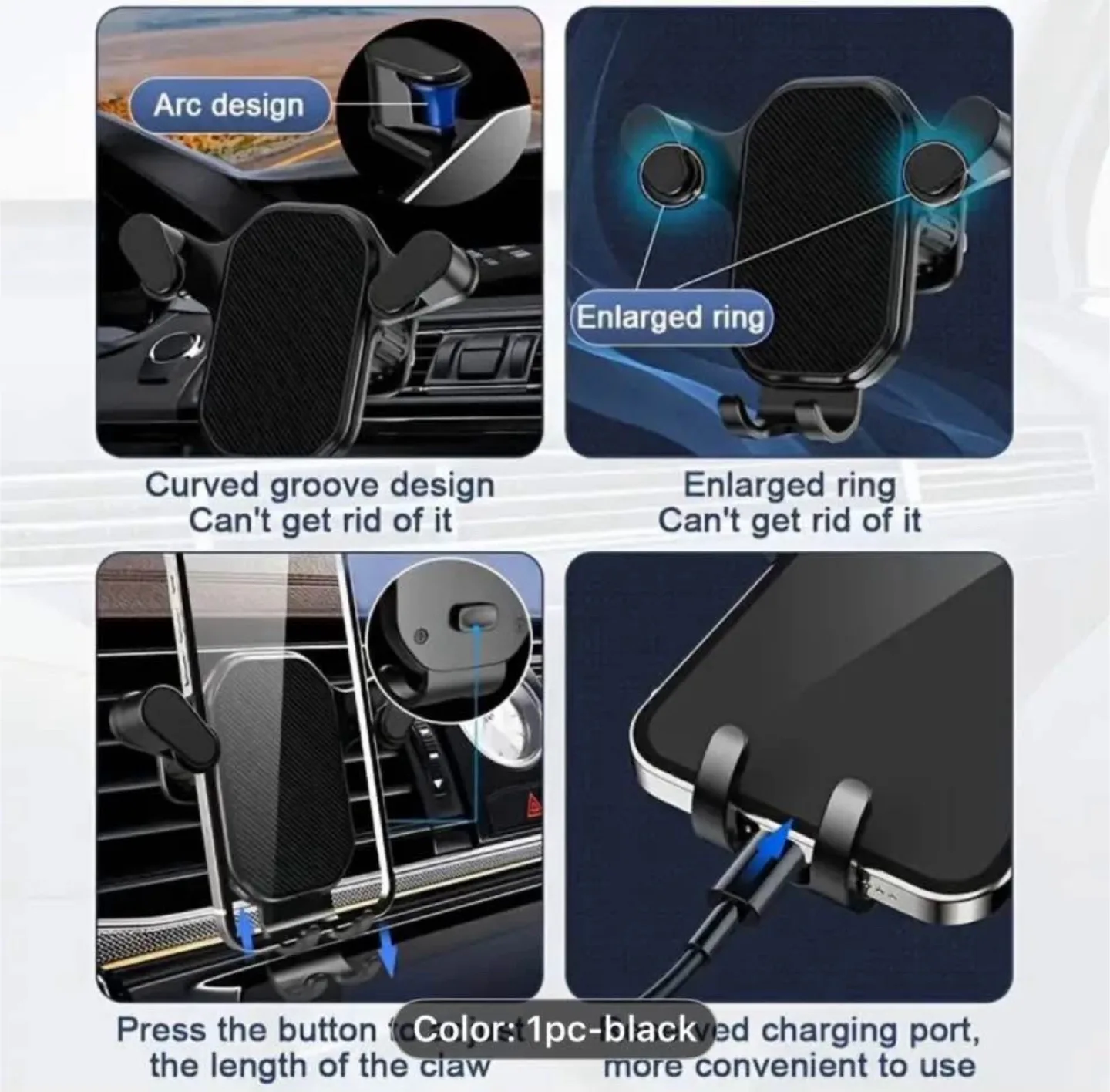 Black Car Phone Holder Mount image indicator(4)