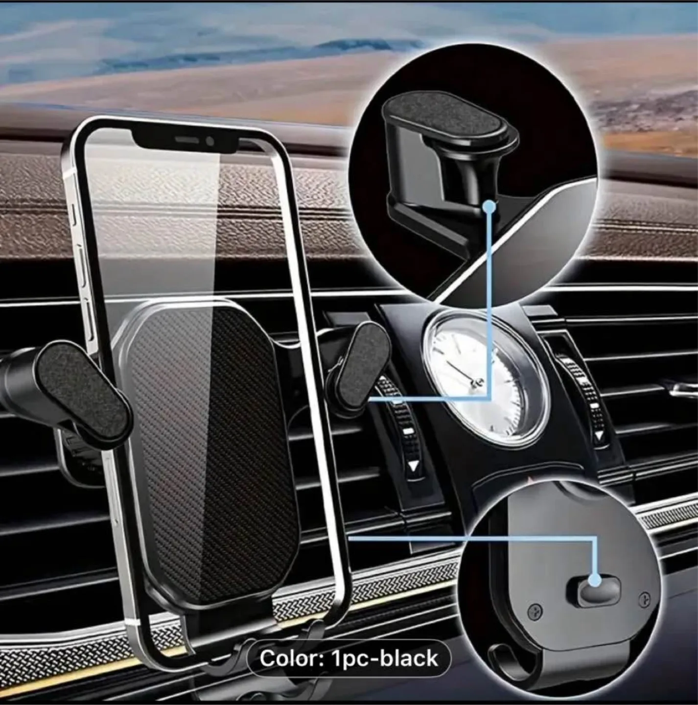 Black Car Phone Holder Mount image indicator(6)