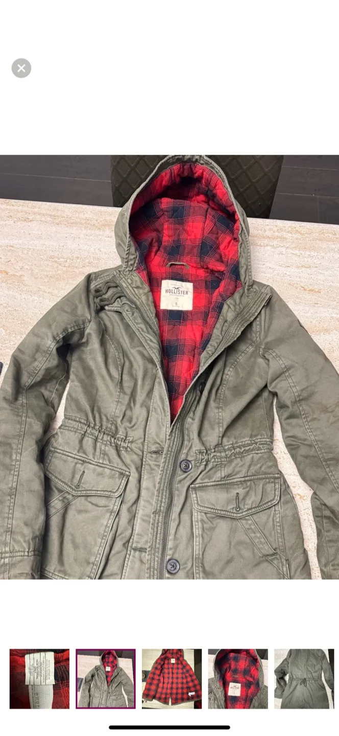 Hollister Olive Green Jacket - Size S thumbnail