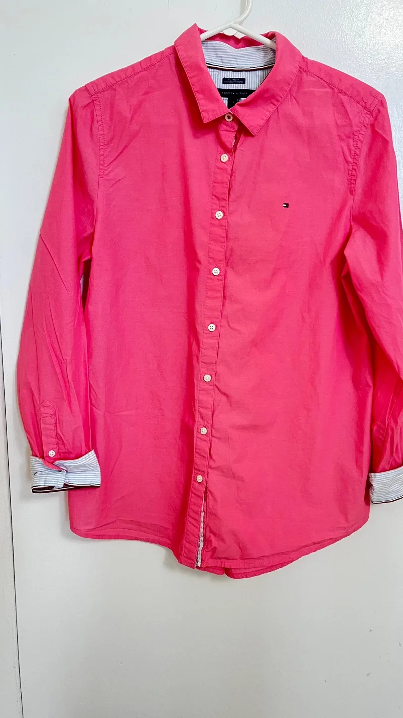 Tommy Hilfiger Relaxed Fit Pink Shirt - M thumbnail