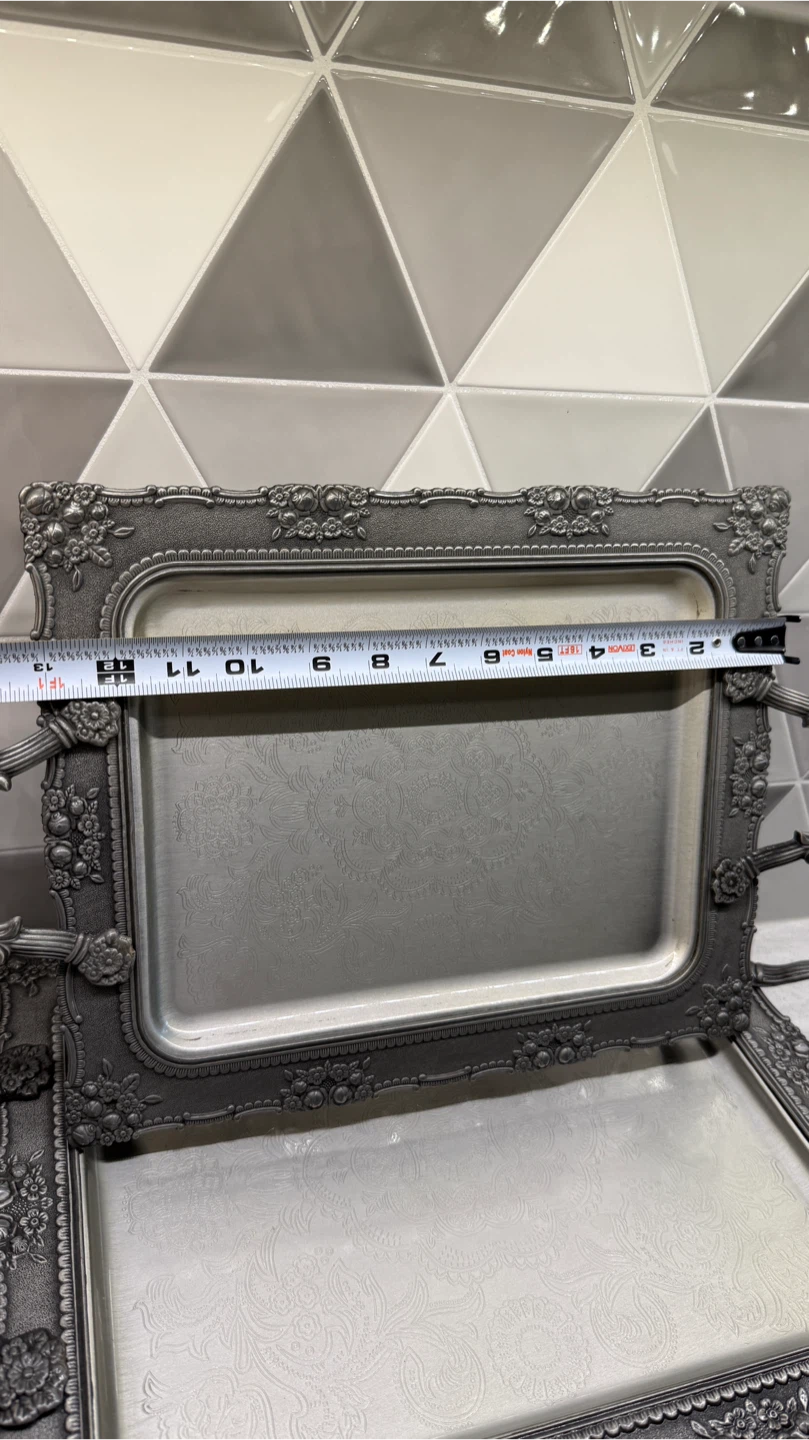 Vintage Look Silver Tray Set of 2 - photo 2