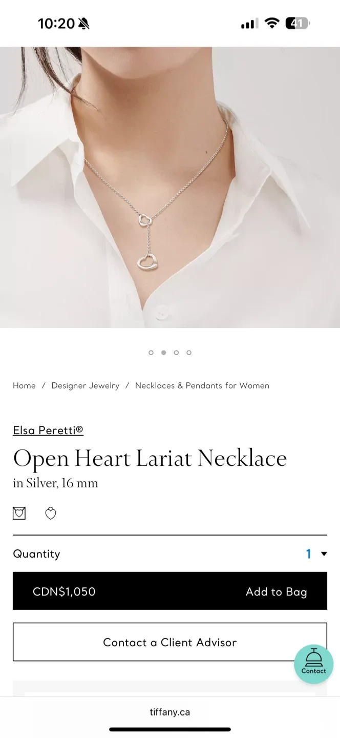 Tiffany Elsa Peretti Open Heart Lariat Necklace 925 image indicator(3)