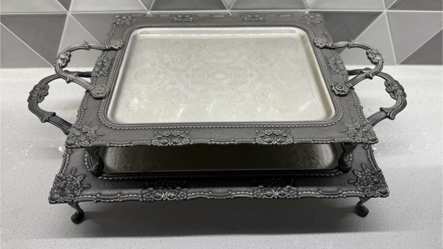 Vintage Look Silver Tray Set of 2 - photo 4