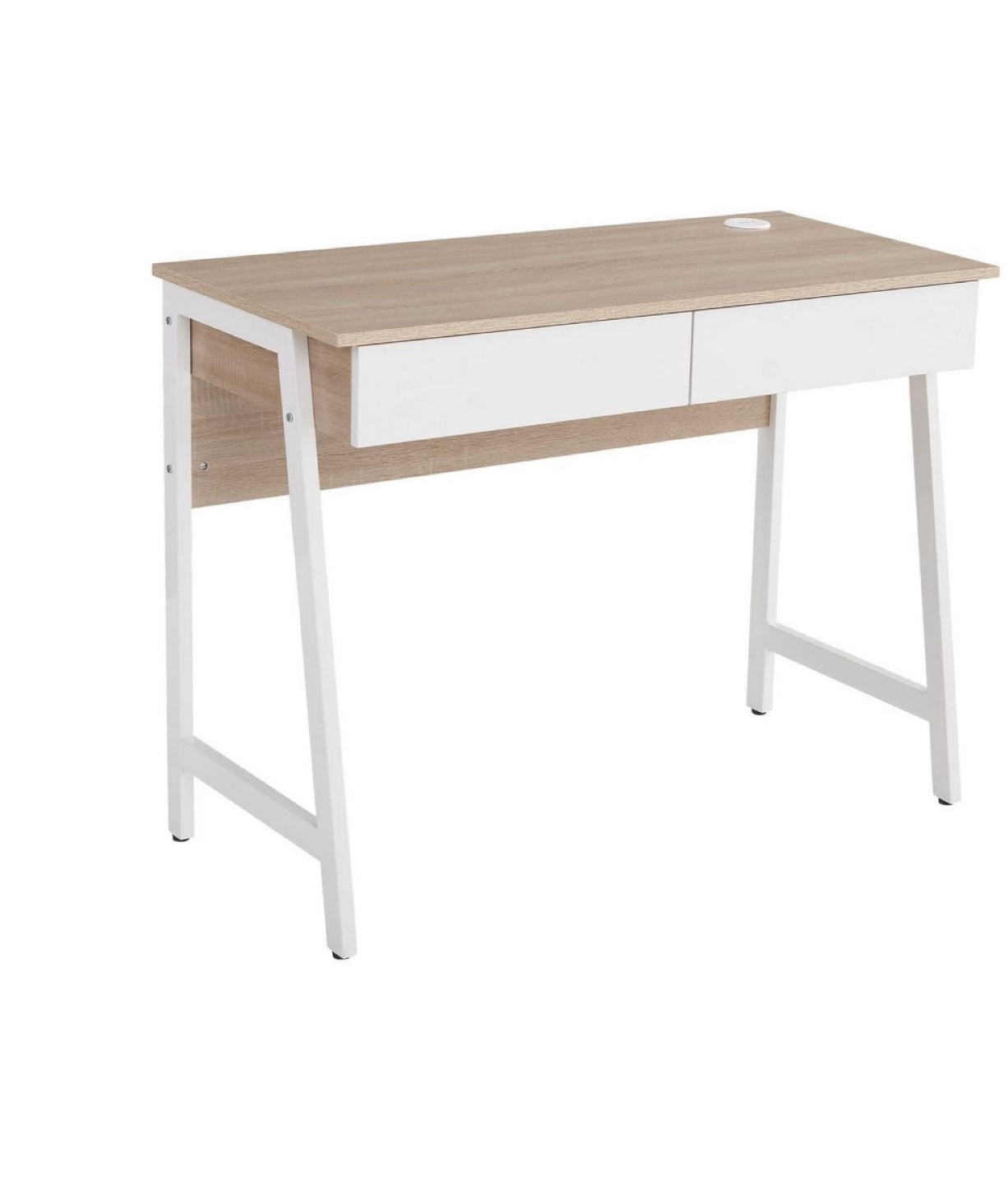 Wood & White Desk with USB Ports - photo 2