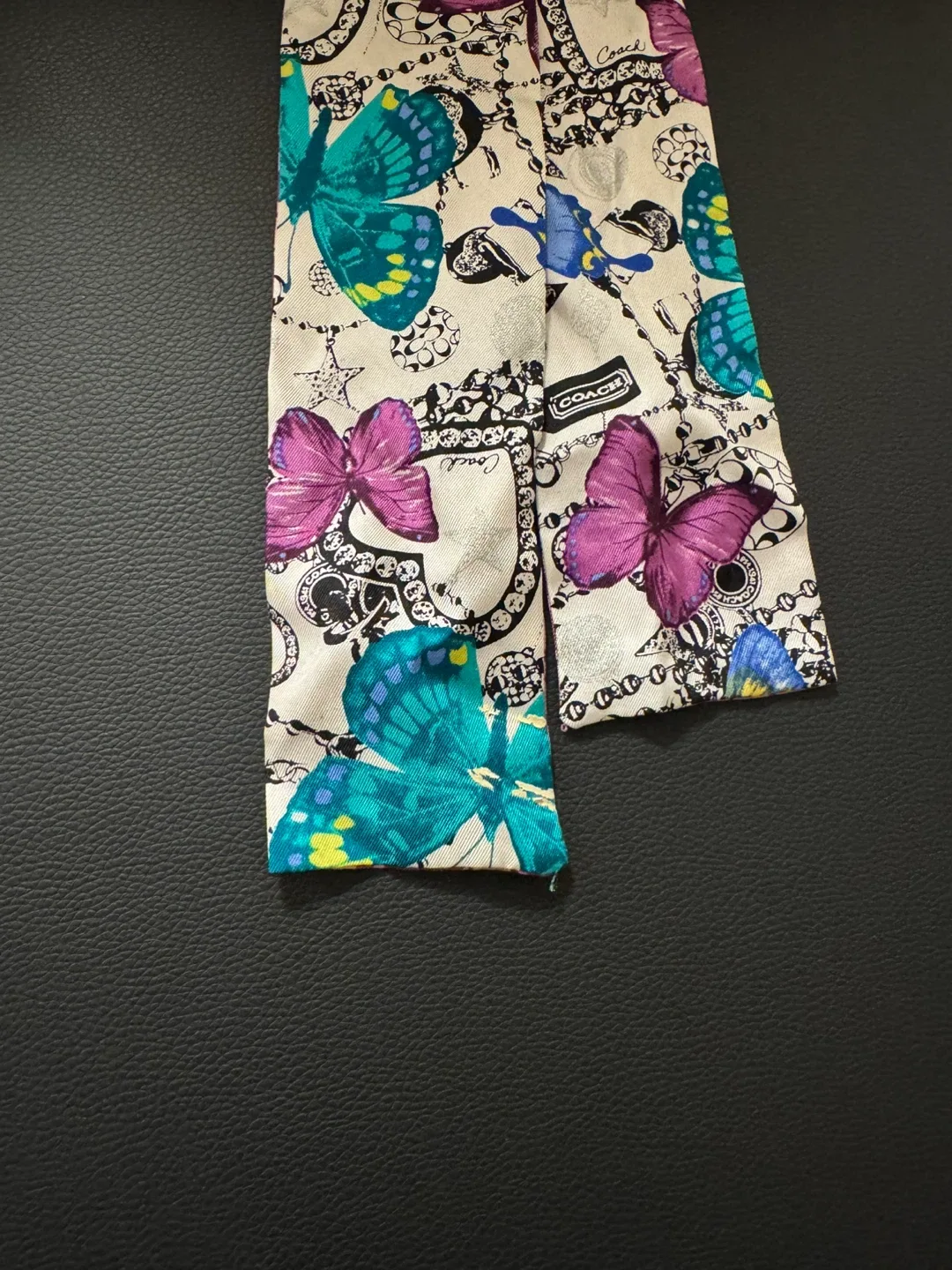 Coach Skinny Scarf Pink & Butterfly Print image indicator(2)