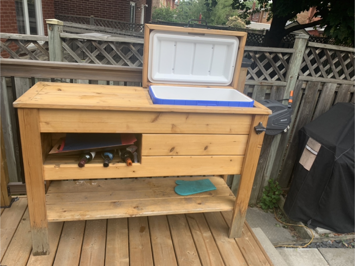 Wooden Outdoor Cooler Table
