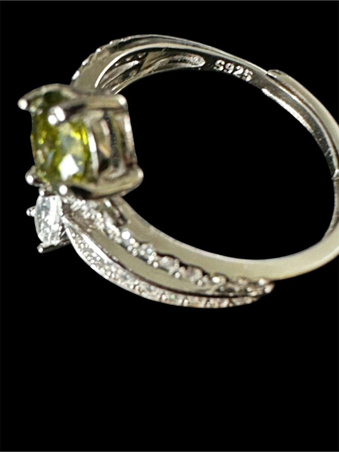 Sterling Silver Ring with Green & White Stones - photo 3