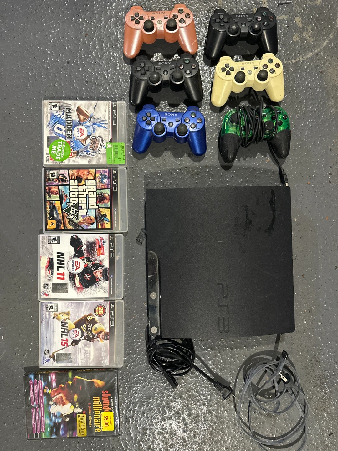 PS3 Console with Games and Controllers