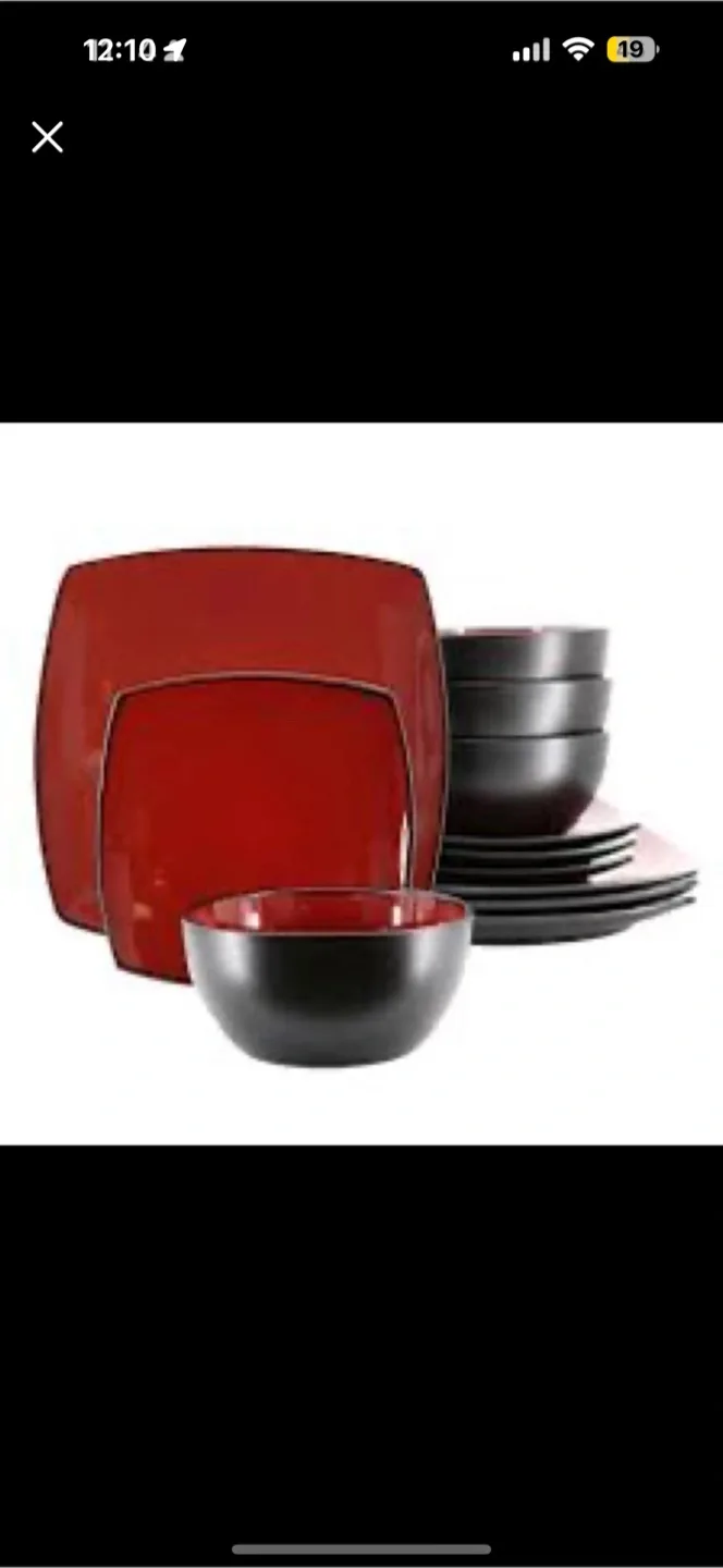 Red & Black Square Dinnerware Set thumbnail