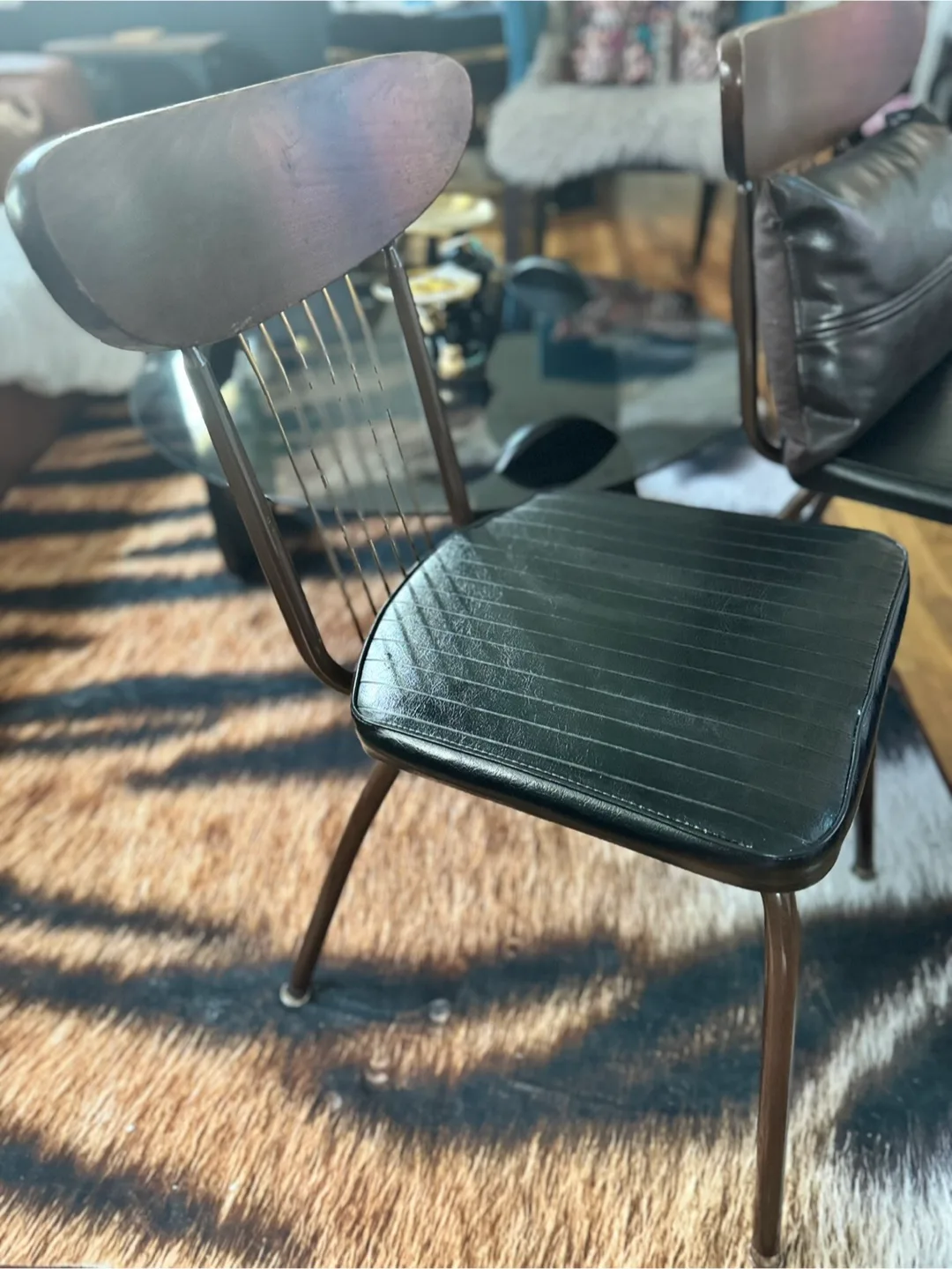 Vintage Black Vinyl Dining Chairs - Set of 2 image indicator(5)