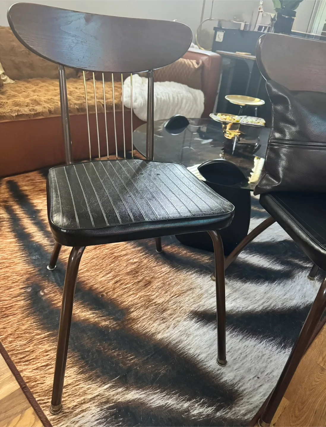 Vintage Black Vinyl Dining Chairs - Set of 2 image indicator(6)