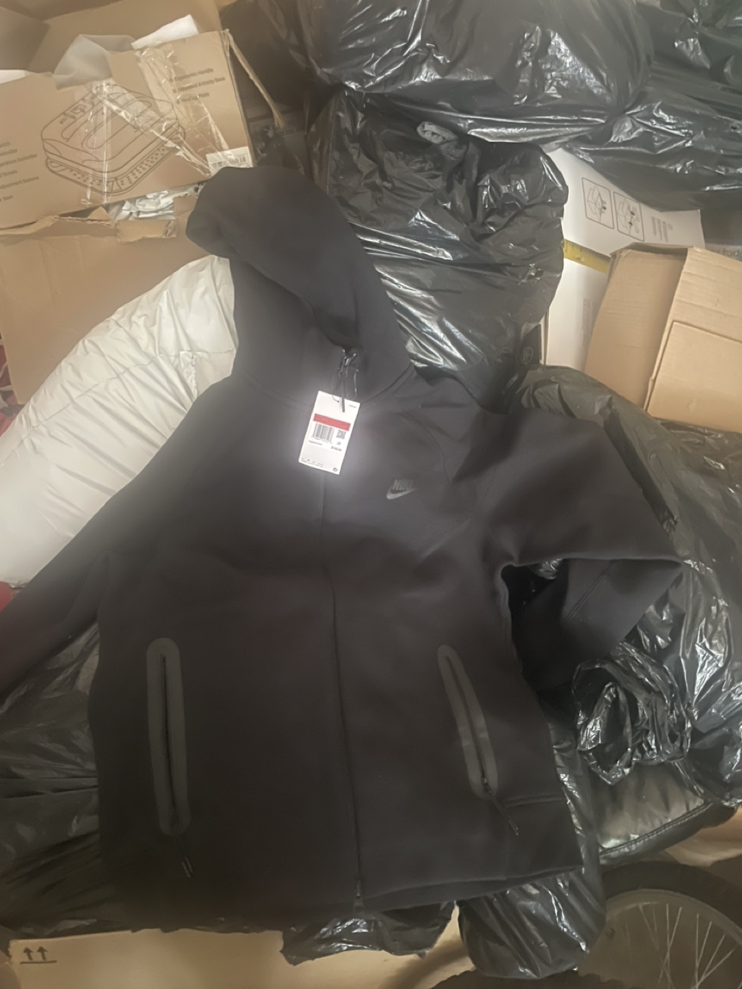 New Nike Tech Fleece Full-Zip Hoodie - Black, Large