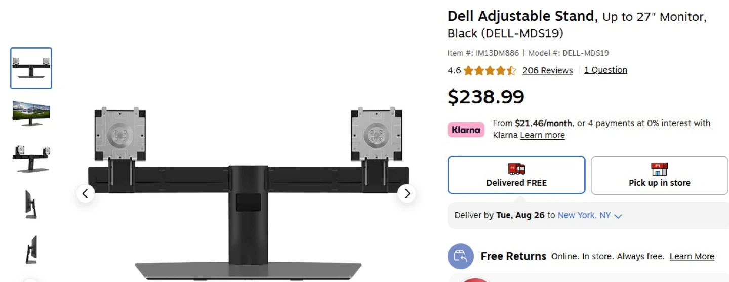 27” Dell Dual Monitor Stand
