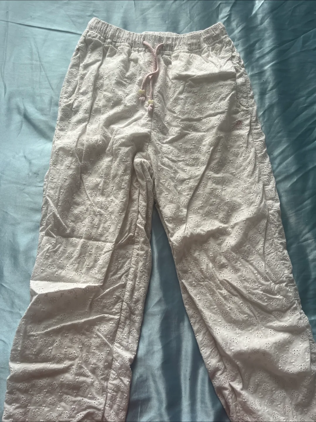 Free - White embroidered pajama pants thumbnail