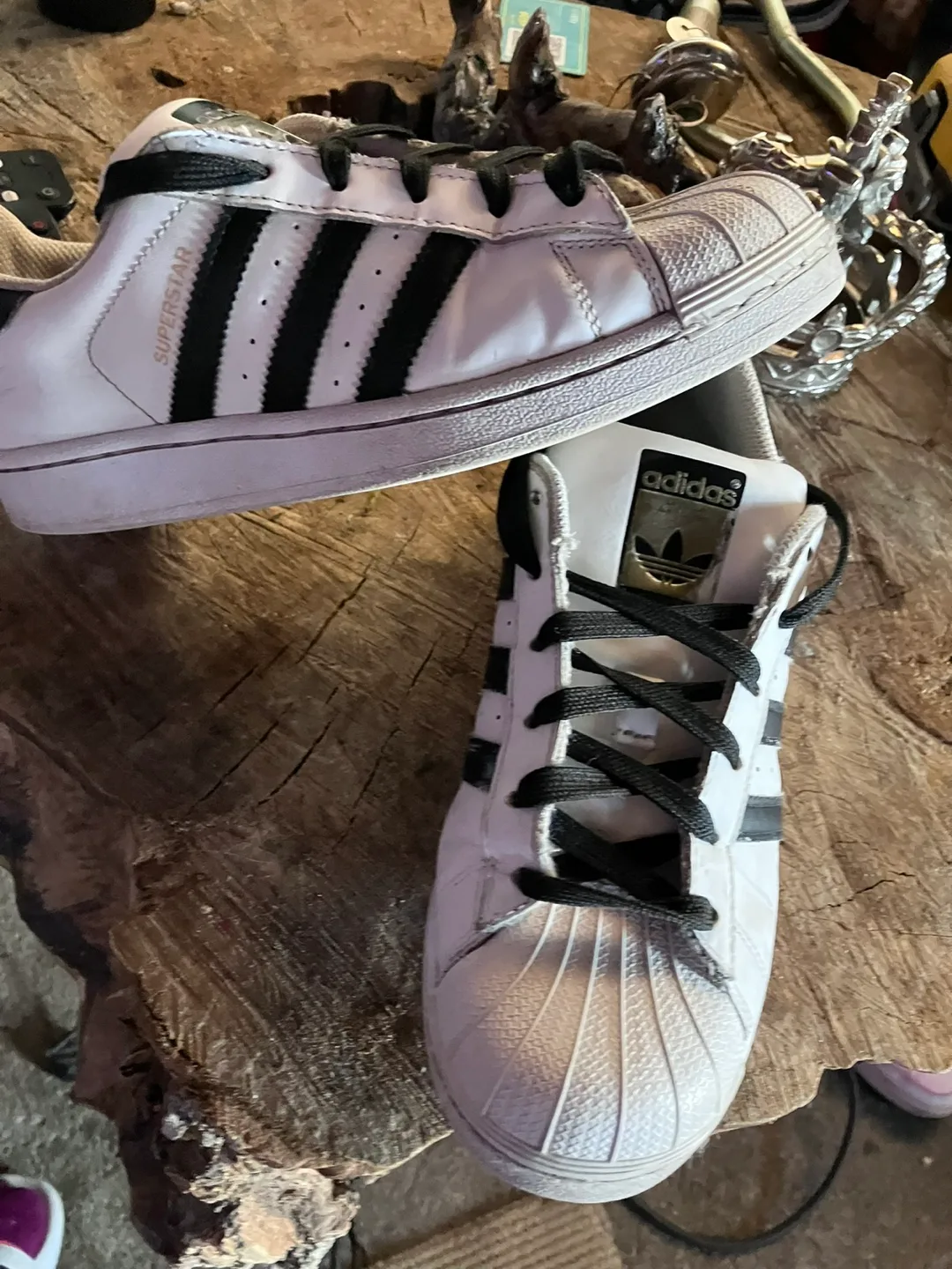 Adidas Superstar Shoes - White with Black Stripes thumbnail