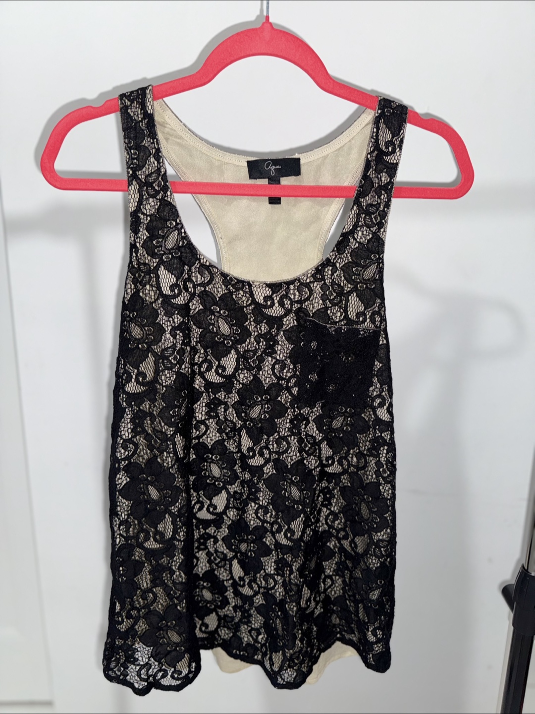 Aqua Black Lace Tank Top - Size Small