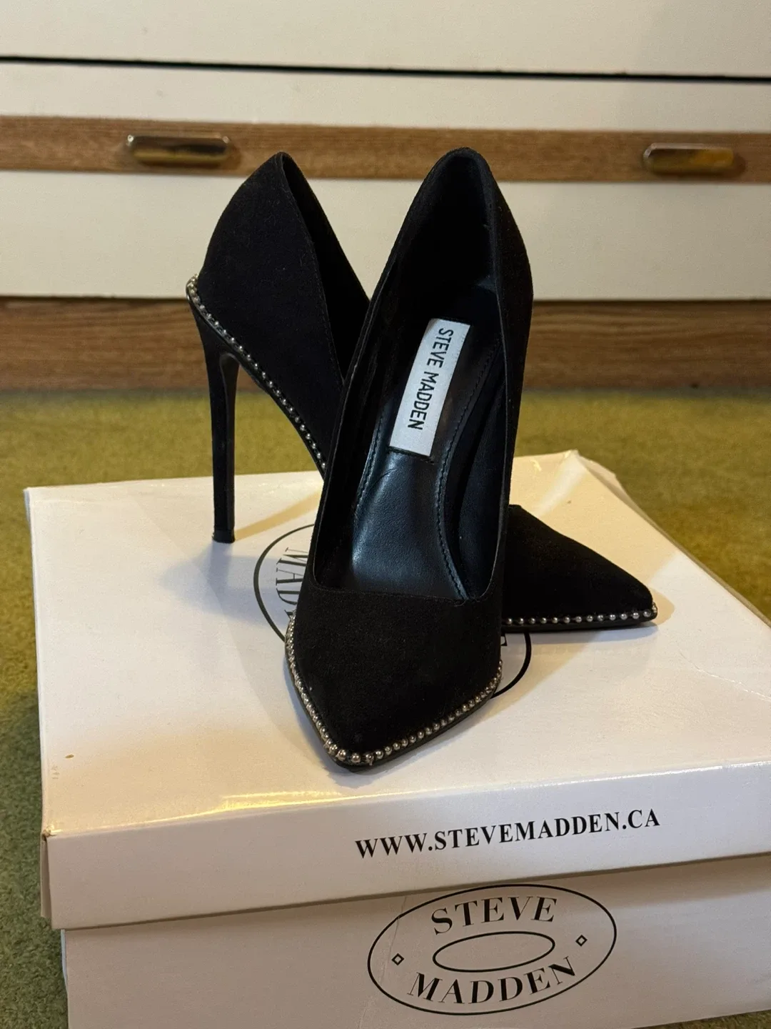 Steve Madden Black Suede Heels, Size 5.5 thumbnail