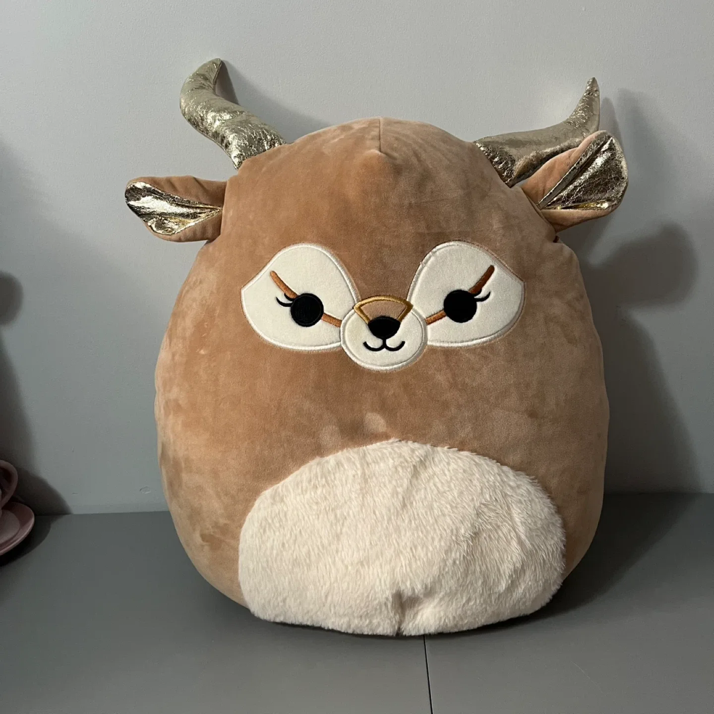 Squishmallows Kieli Antelope Tan Gold Metallic Fuzzy Belly 20”