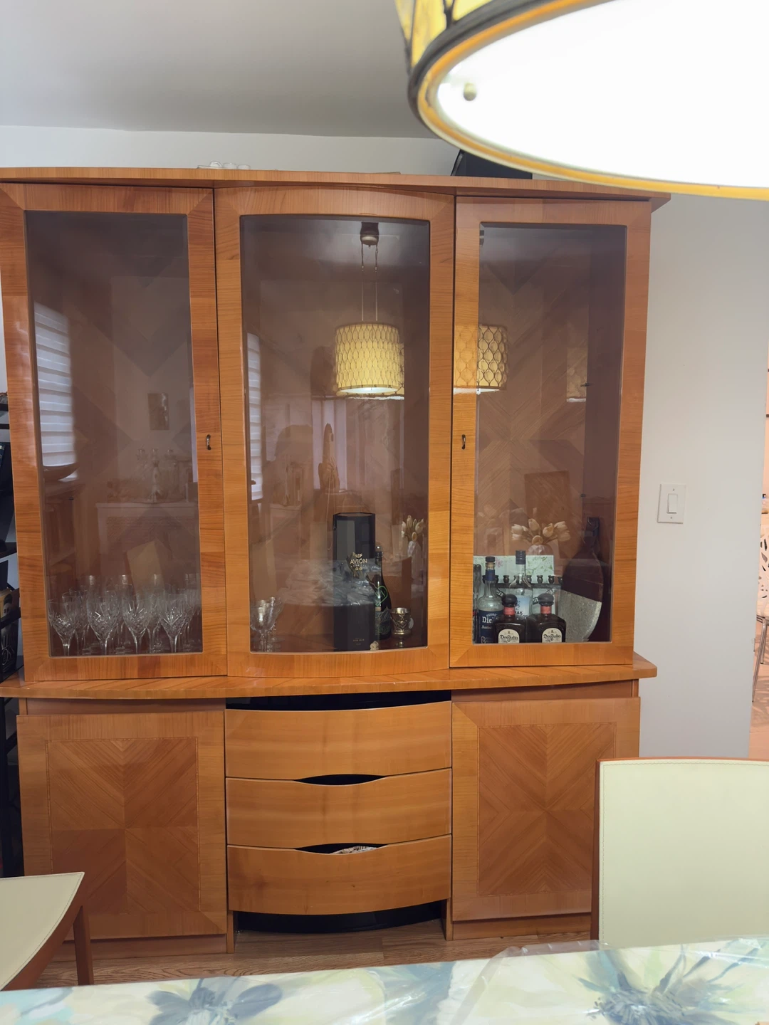 Wooden Display Cabinet with Drawers