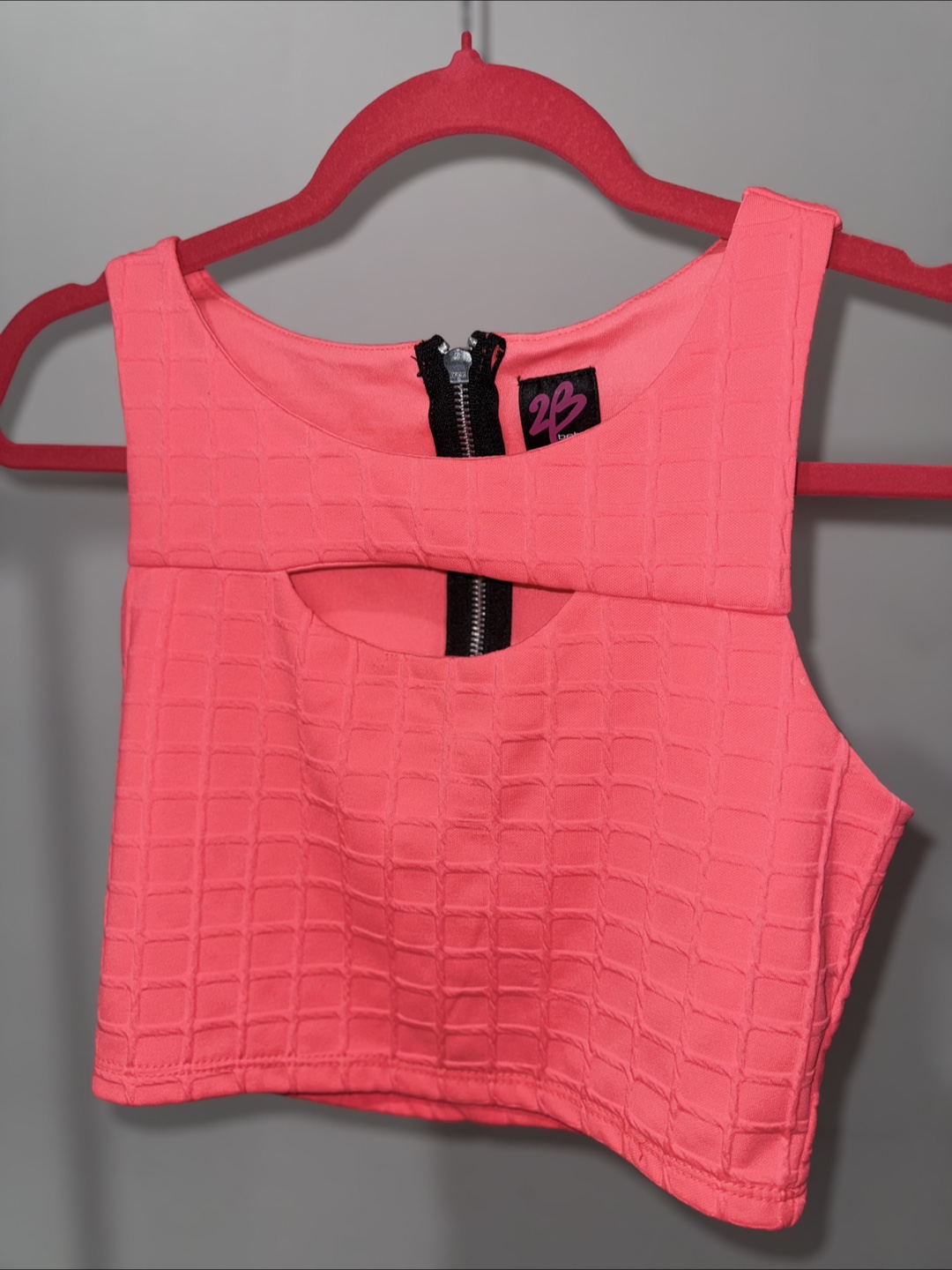 2B Bebe Coral Pink Cutout Crop Top