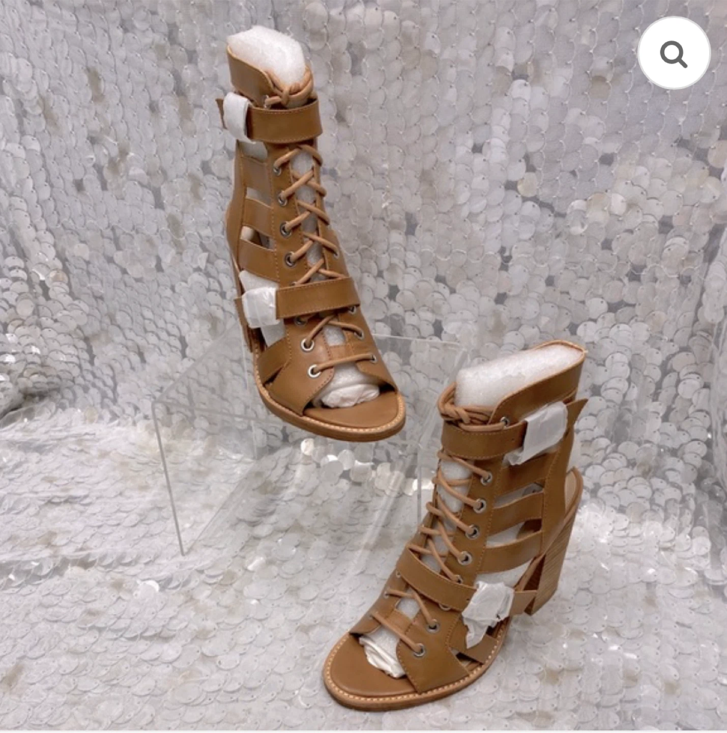 Steve Madden Brown Leather Lace-Up Heels size 5.5 - photo 2