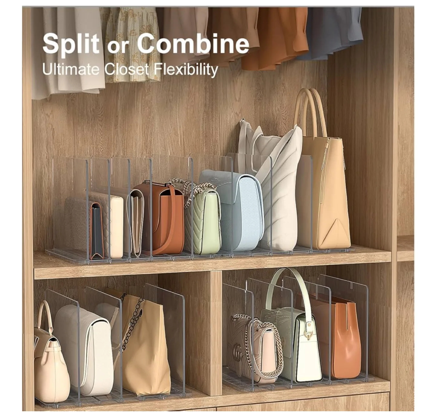 2 Pack Closet Organizer Dividers for Purses & Bags image indicator(3)