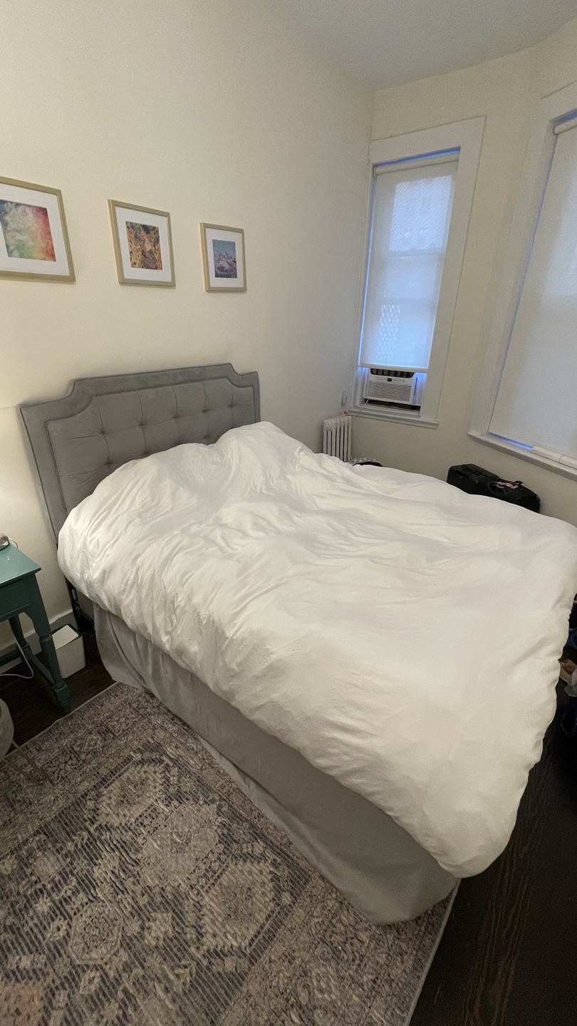 Queen headboard, box spring and mattress