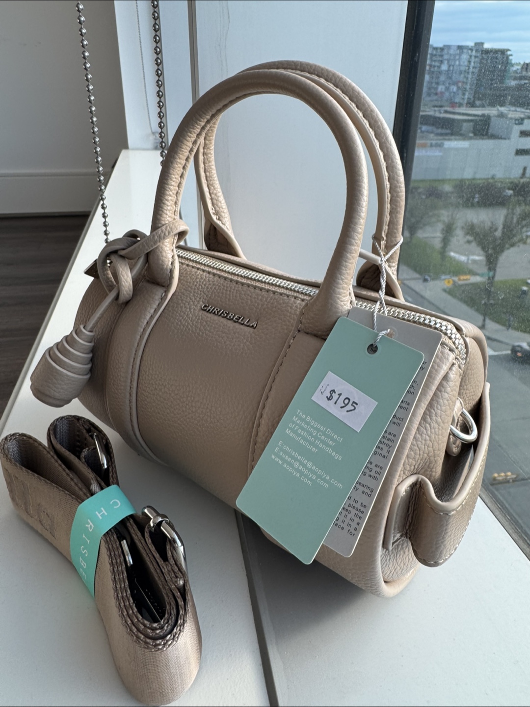 Chrisbella Mini Barrel Handbag - Beige