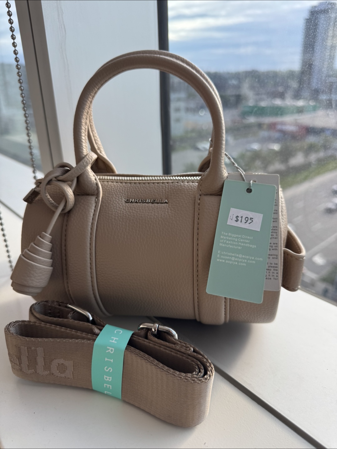 Chrisbella Mini Barrel Handbag - Beige - photo 2