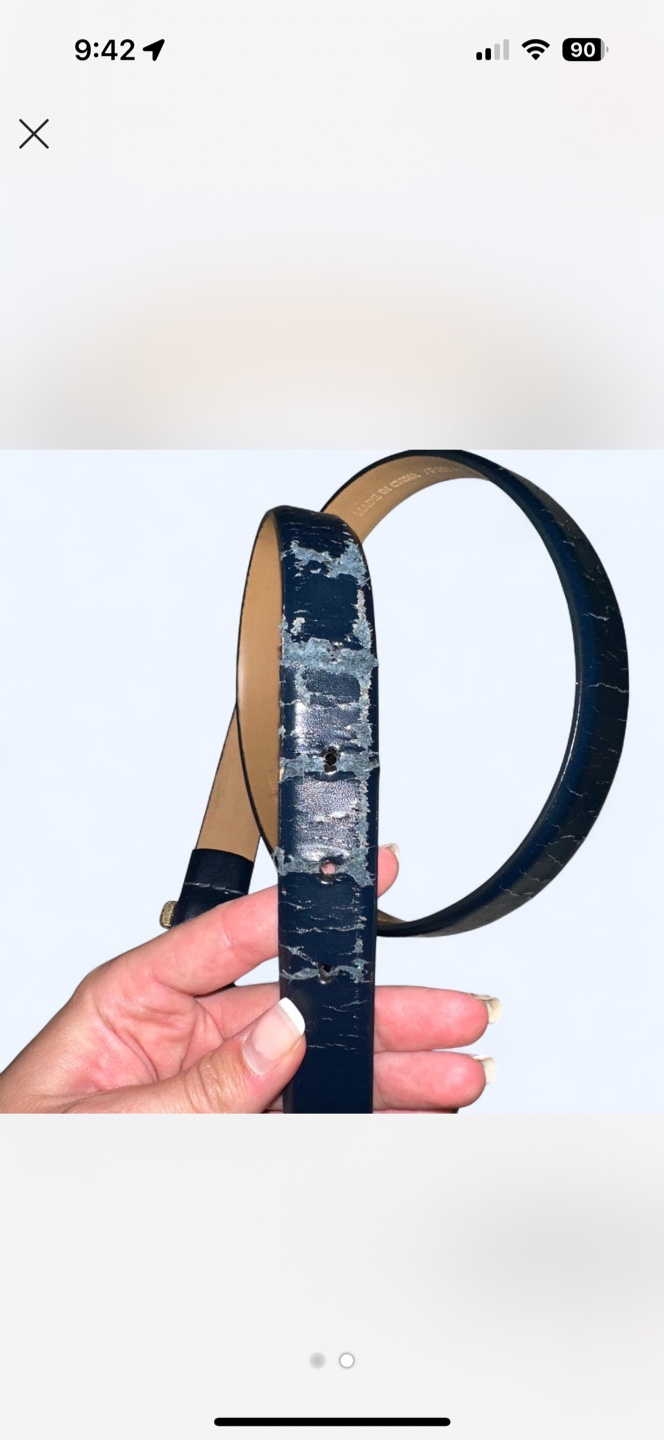 Black Leather Belt with Gold Buckle - photo 2