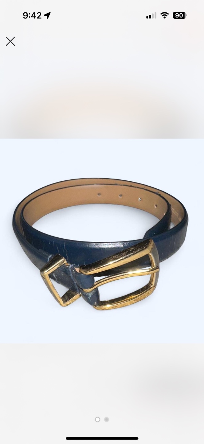 Black Leather Belt with Gold Buckle