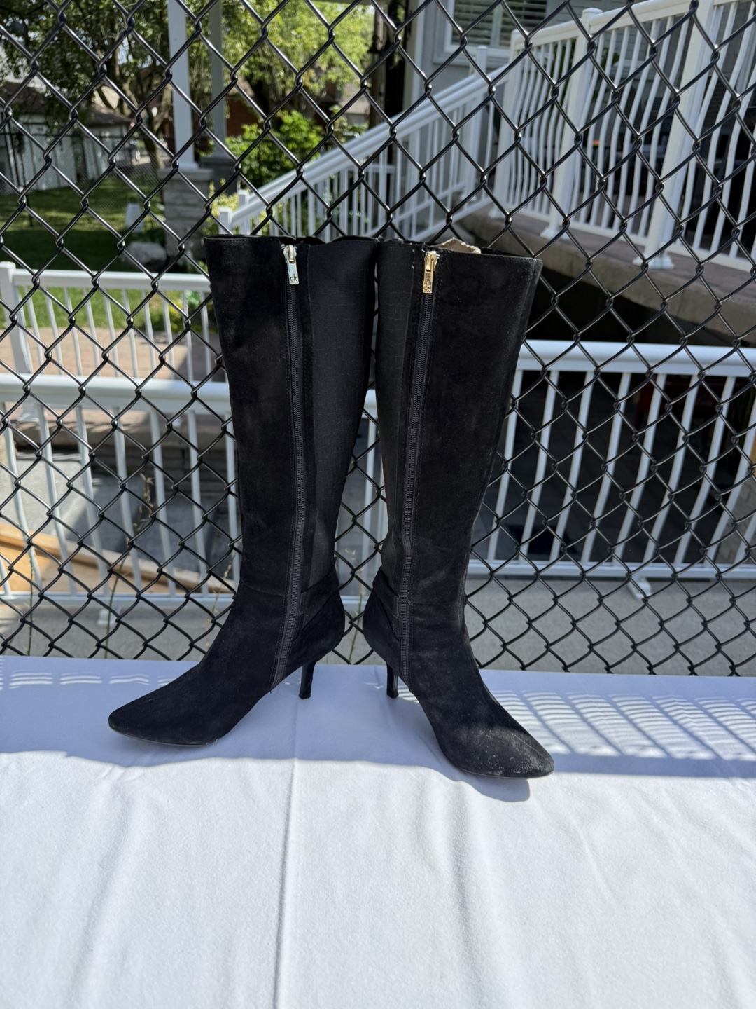 Black Suede Knee High Boots - photo 2