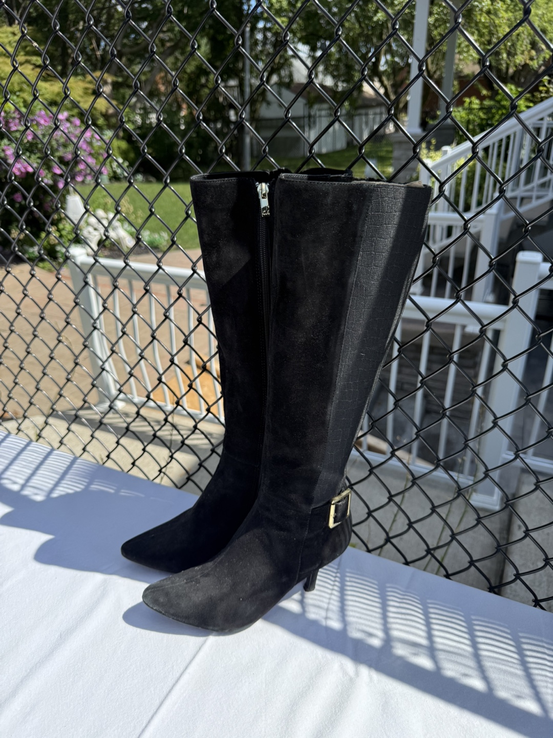 Black Suede Knee High Boots - photo 3