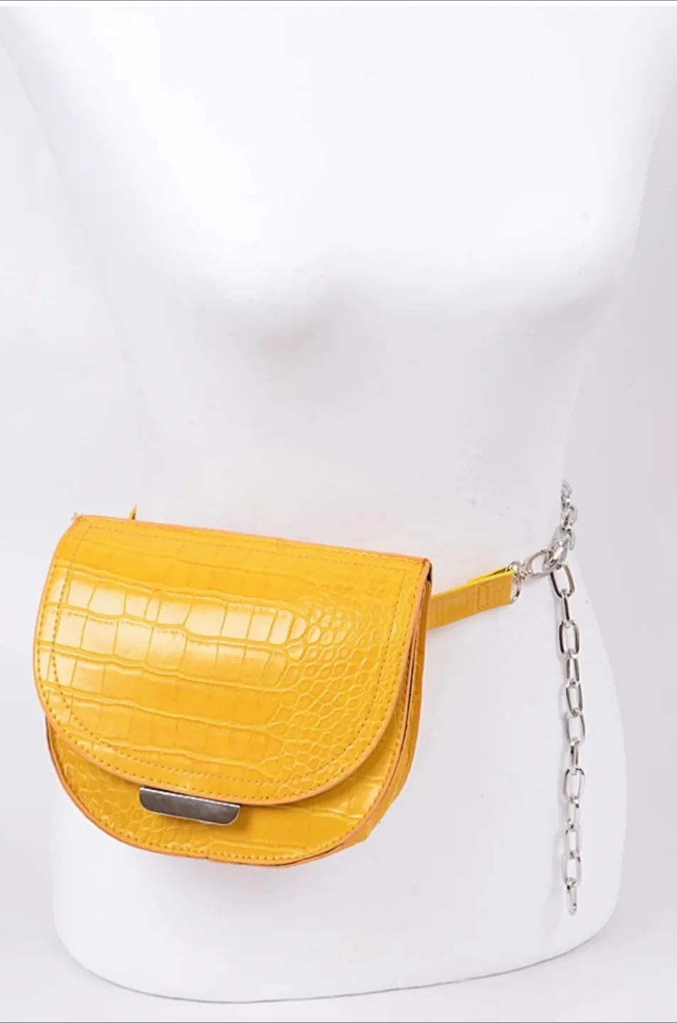 Zara Yellow Croc Belt Bag with Chain - New thumbnail