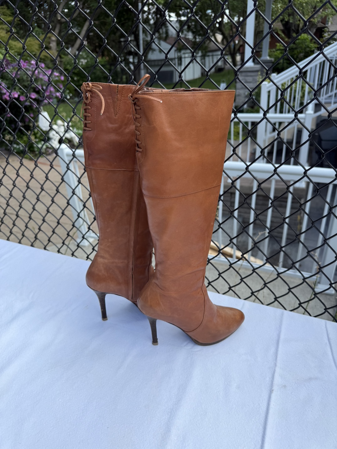 Leather Knee-High Boots, Size 6