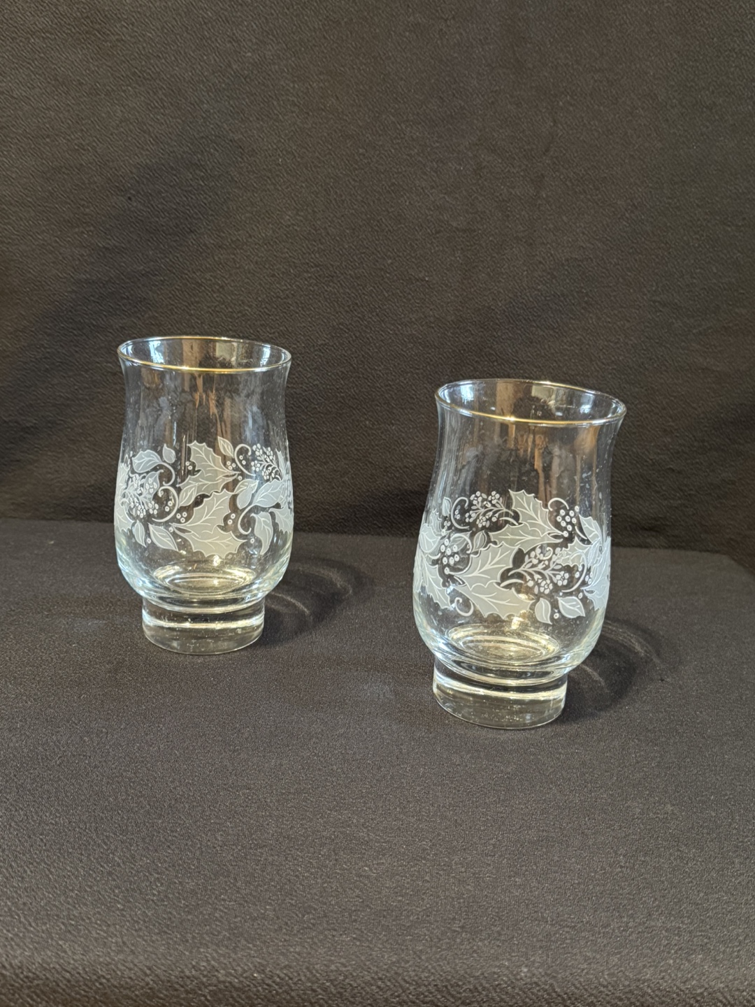 Vintage LibbChristmas Etched Gold Rim Glasses - photo 2