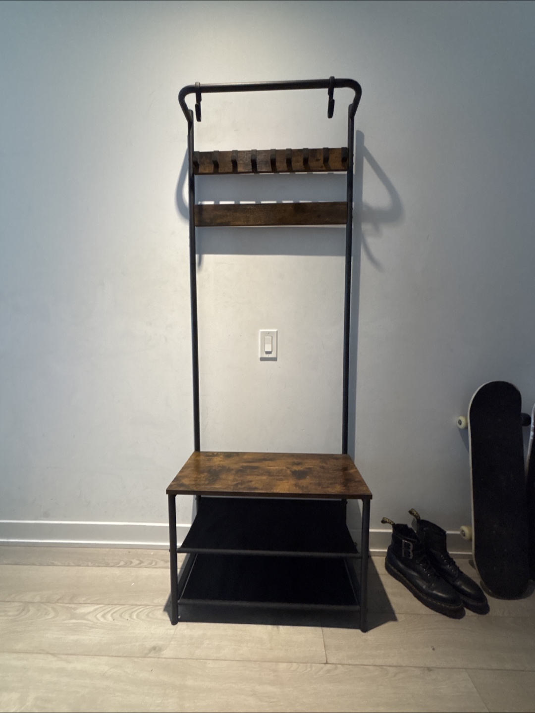 Coat Rack Stand with Shoe Storage Bench