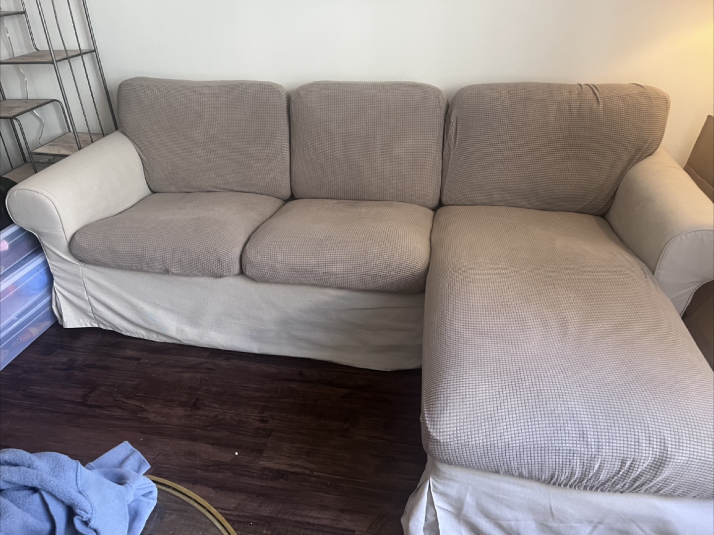 Beige Sectional Sofa with Chaise Lounge - photo 2