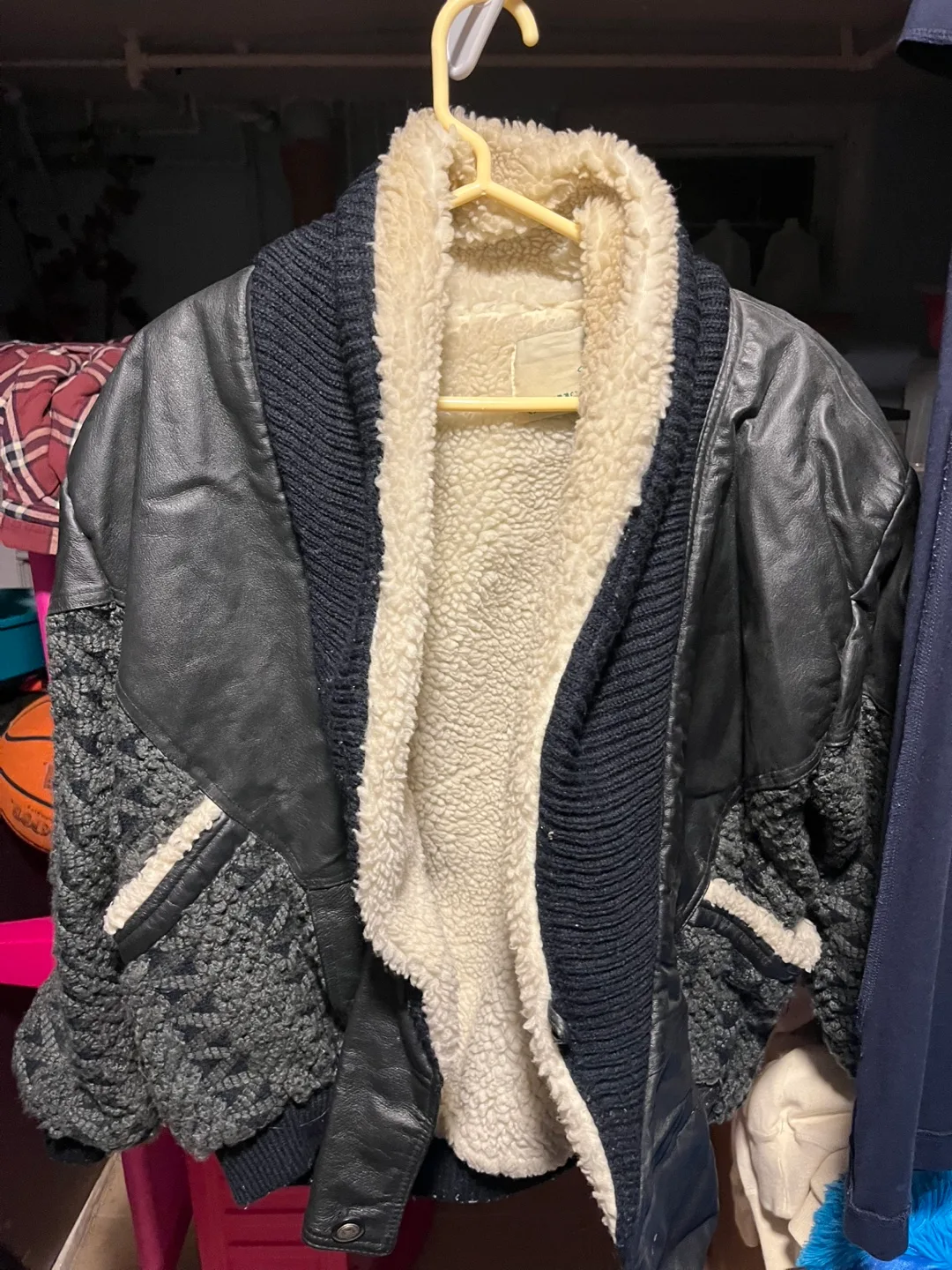 Casual Place Leather & Knit Cardigan Jacket thumbnail