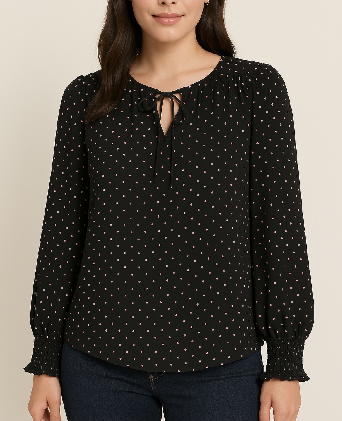 Banana Republic Tamara H. Black Polka Dot Blouse - S