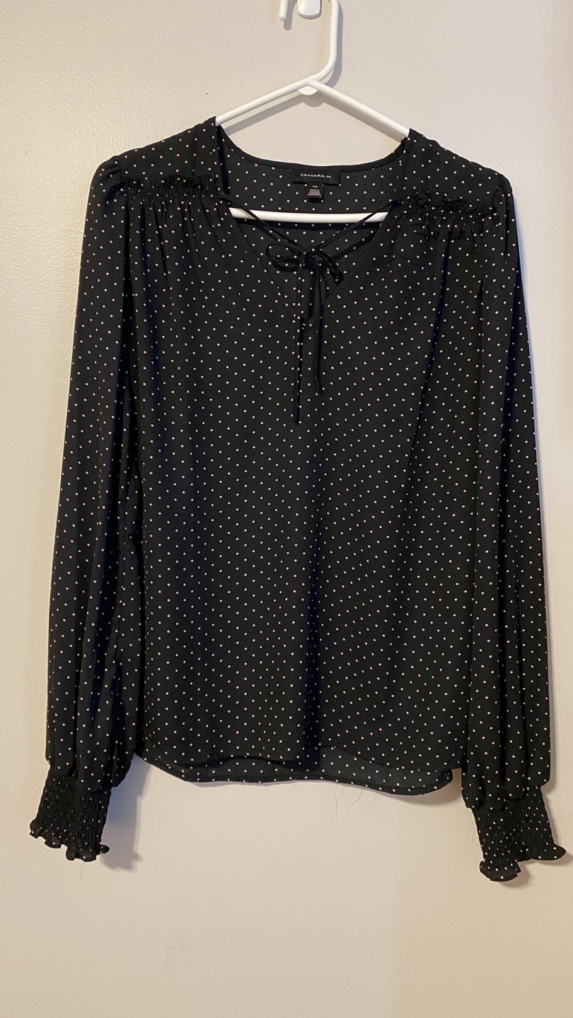 Banana Republic Tamara H. Black Polka Dot Blouse - S - photo 5