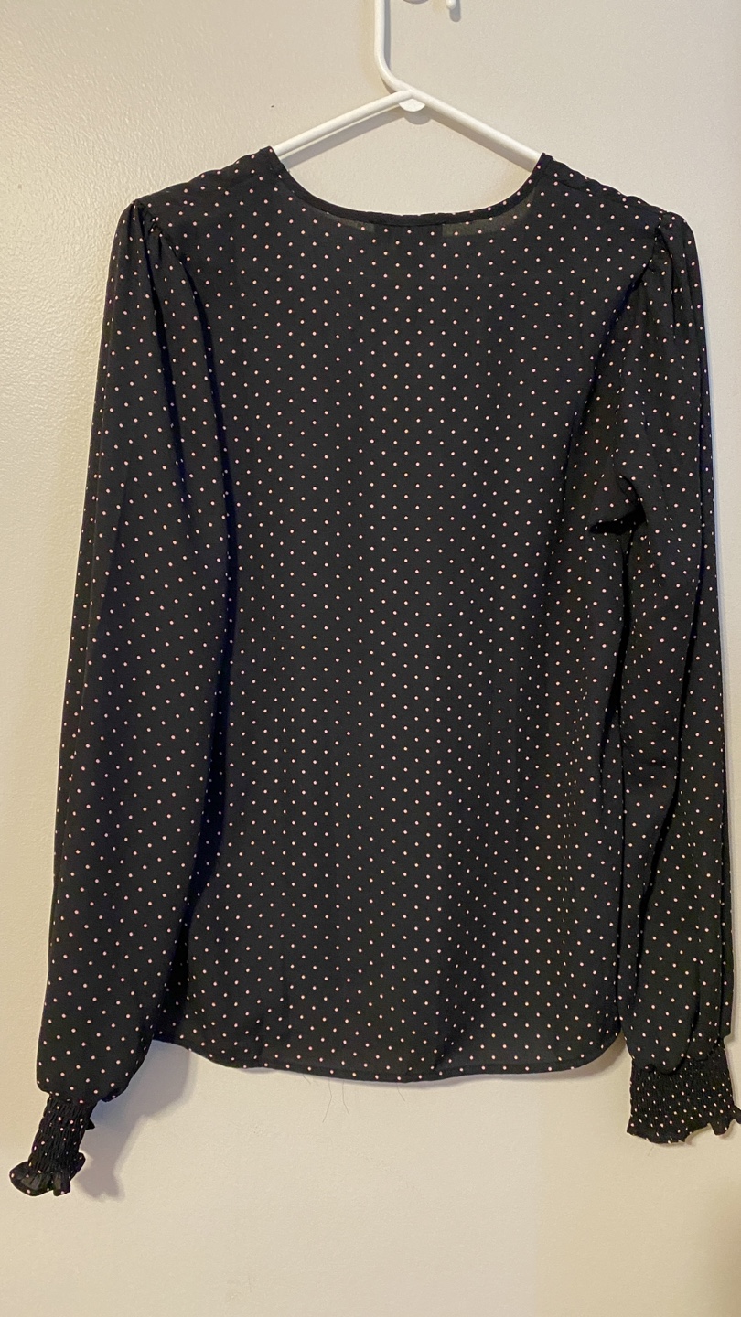 Banana Republic Tamara H. Black Polka Dot Blouse - S - photo 4