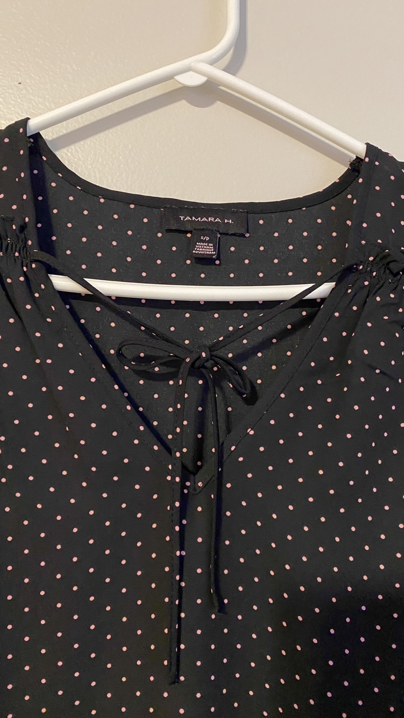 Banana Republic Tamara H. Black Polka Dot Blouse - S - photo 2
