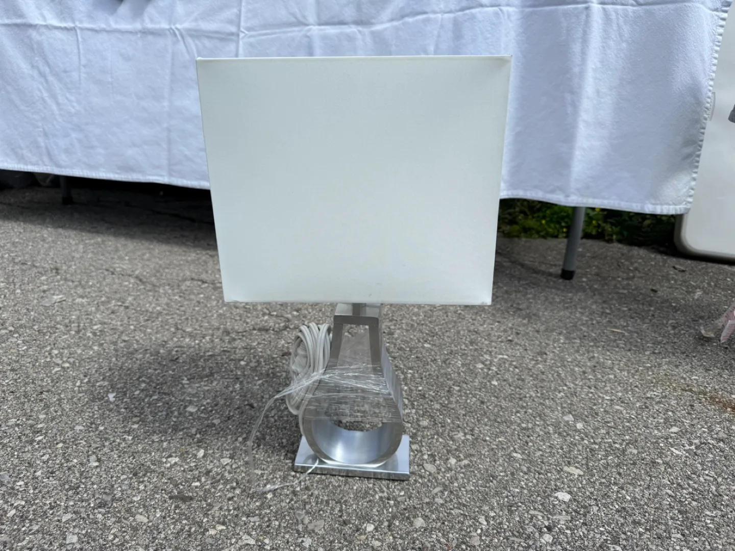 White Square Shade Table Lamp